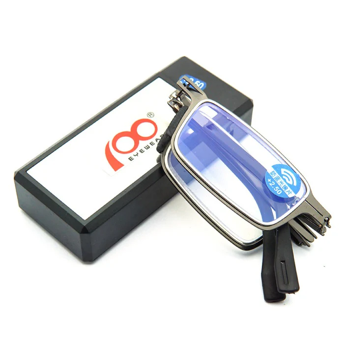 100 Eyewear Reading Glass Stainless Steel(Fold) Anti-Blue Lens/+2.0