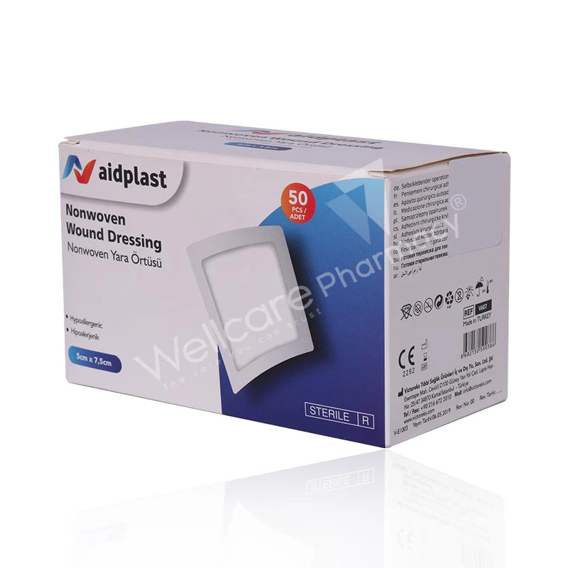Aidplast Sterile Nonwoven Wound Dressing Plaster 5cmx7.5cm 50'S V607 - Image 3
