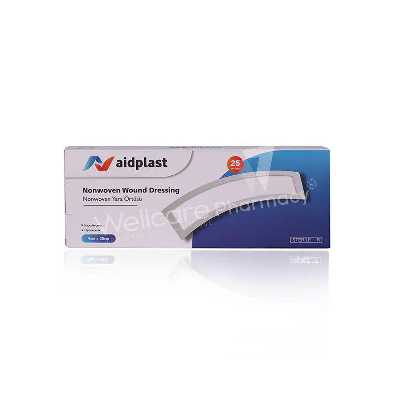 Aidplast Sterile Nonwoven Wound Dressing Plaster 9cmx30cm 25'S V630 - Image 2