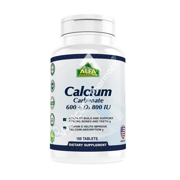 Alfa Calcium 600+vitamin D3 800iu Tablets 100'S - Image 2