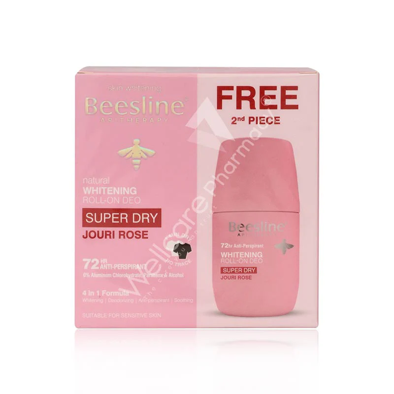 Beesline 1+1 Skin Whitening Roll-On Deo Super Dry Jouri Rose 50ml