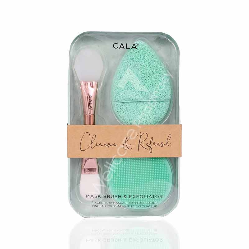 Cala Cleanse & Refresh Mask Brush & Exfoliator Set Mint-76119