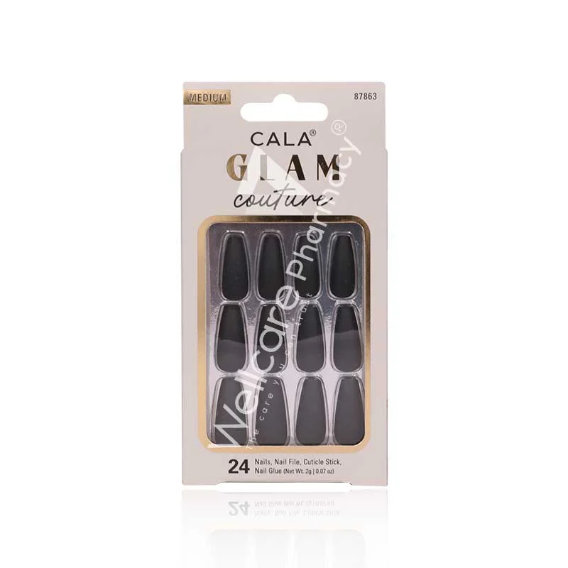 Cala Glam Couture Medium Black Nail Kit 24'S- 87863