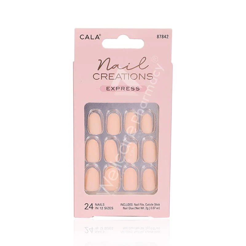Cala Nail Creations Express Oval Matte Nude Nail Kit 24pc-87842