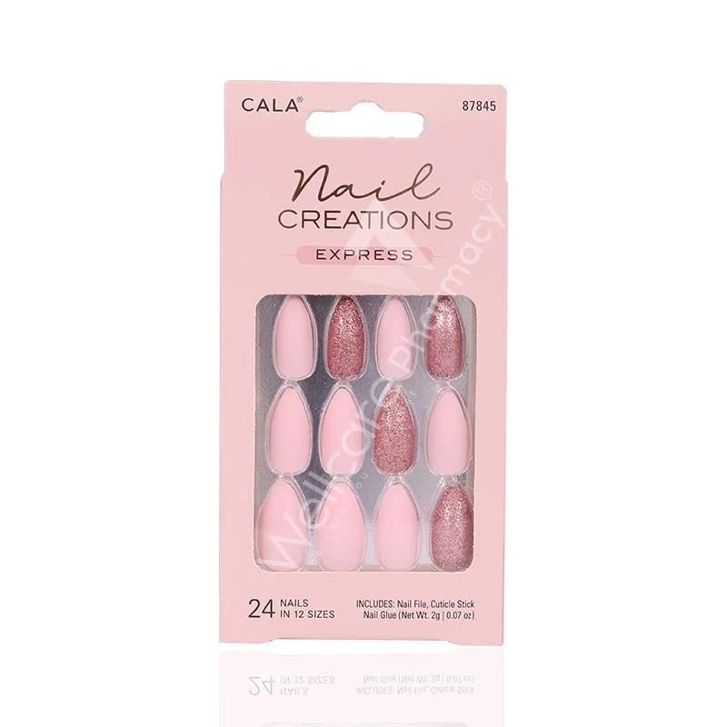 Cala Nail Creations Express -Stiletto Matte Pink Nail 24pc Kit-87845