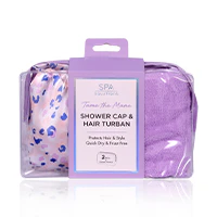 Cala Shower Cap & Turban Set Pink Hues Lepoard-69257 - Image 2