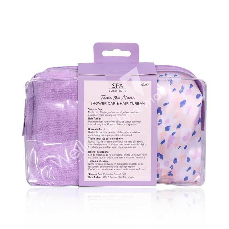 Cala Shower Cap & Turban Set Pink Hues Lepoard-69257 - Image 3