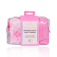 Cala Showercap & Turban Set Hot Pink Tie Dye-69258 - Image 2