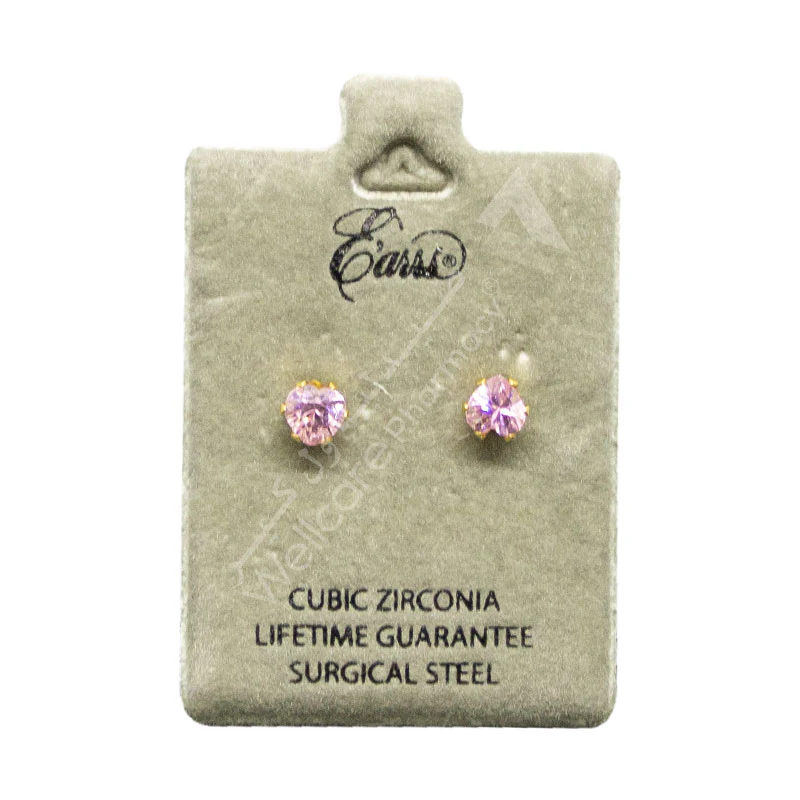 Earrs Eb468 Heart Shaped Pink Cubic Zirconia