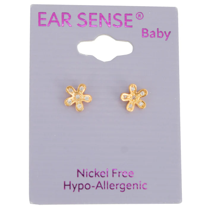Earsense B10-Gold Flower With Cz Insert