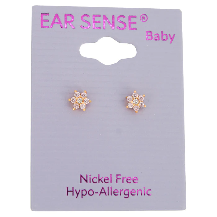 Earsense B5-5mm Gold Flower With Cz'S