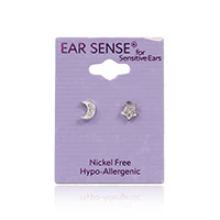 Earsense K4 Silver Encrusted Star & Moon Studs - Image 2