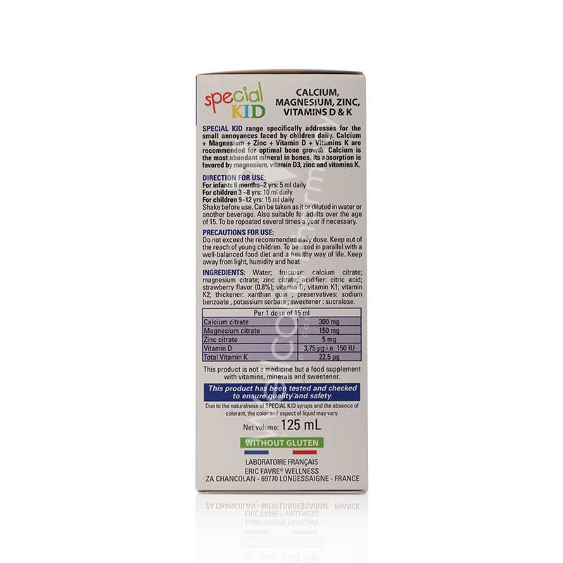 Eric Favre Special Kid Calcium,Magnesium,Zinc,Vitamin D & K Syrup 125ml - Image 3