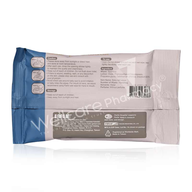 Farlin Pure Water Wet Wipes Blue 10'S Ce-20801-1b - Image 3