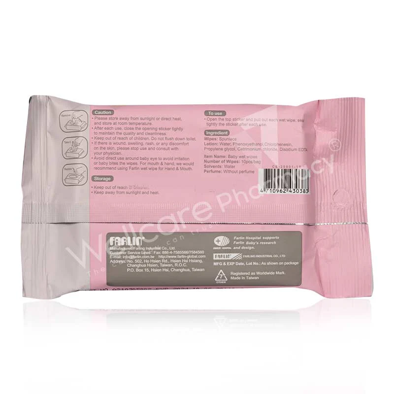 Farlin Pure Water Wet Wipes Pink 10'S Ce-20801-1b - Image 3