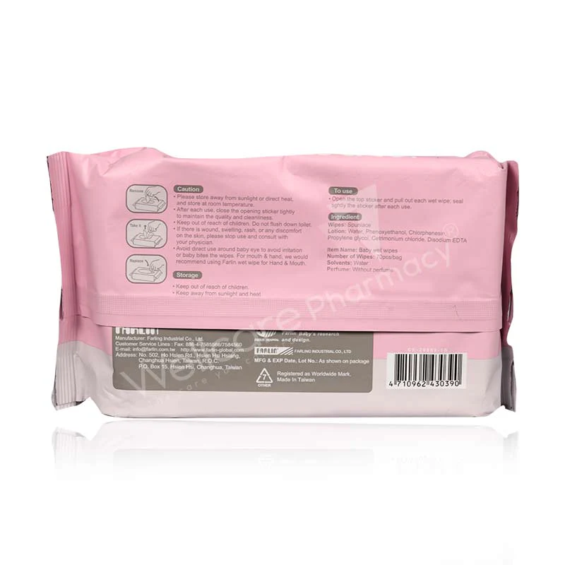 Farlin Pure Water Wet Wipes Pink 70'S Ce-20802-1b - Image 3