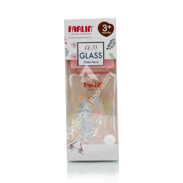 Farlin Wide Neck Glass Bottle 240ml Flora Pink Ab-32006(G) - Image 3