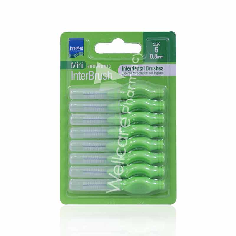 Intermed Ergonomic Interdental Brush Mini Size 0.8mm 1 X 8'S