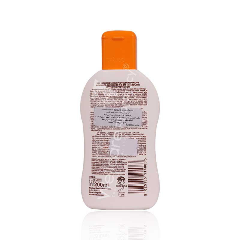 Malibu Kids Sun Protection Spf 30 Lotion 200ml - Image 3
