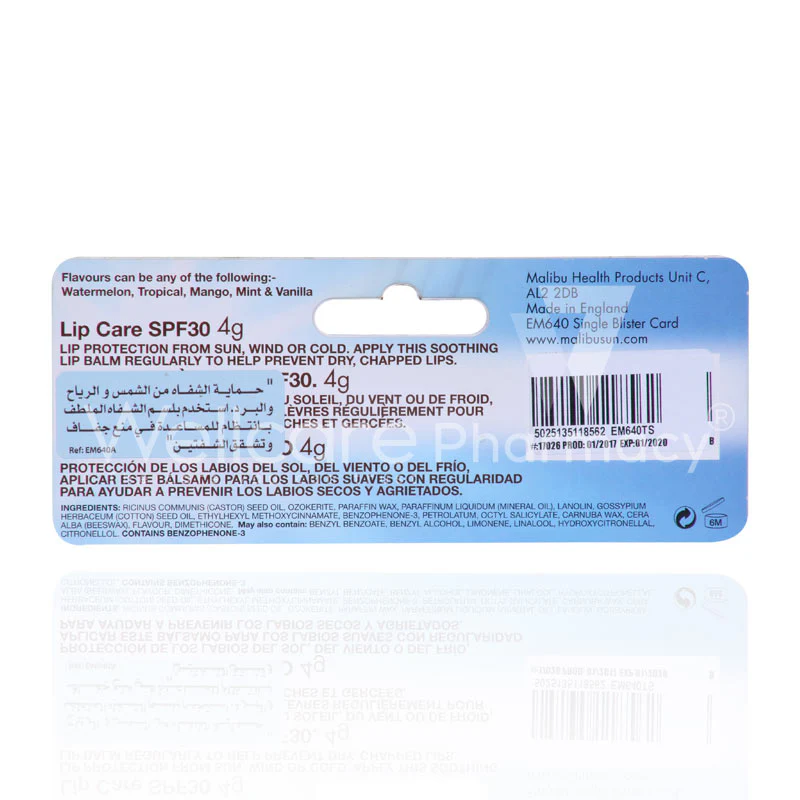 Malibu Spf 30 Tropical Lip Balm 4gm - Image 3