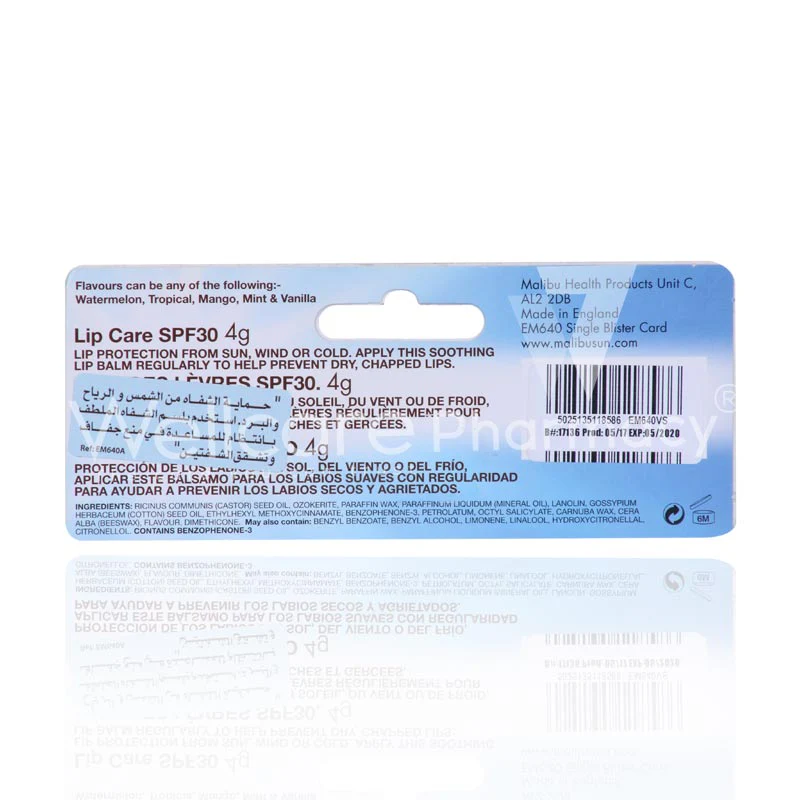 Malibu Spf30 Vanilla Lip Balm 4g - Image 3