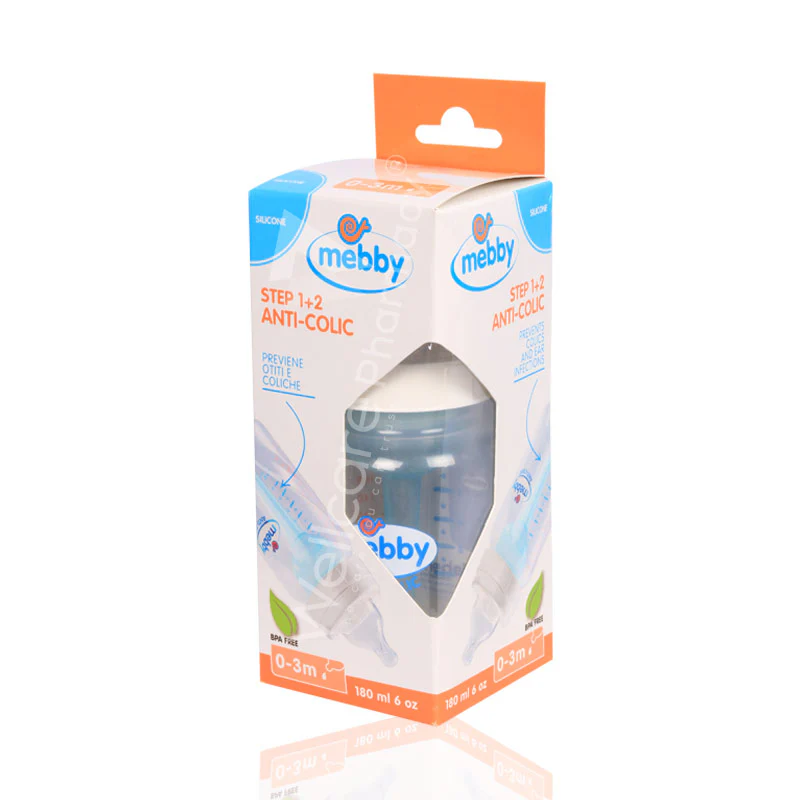 Mebby Anti Colic Plastic Feeding Bottle 180ml 0 To 3months