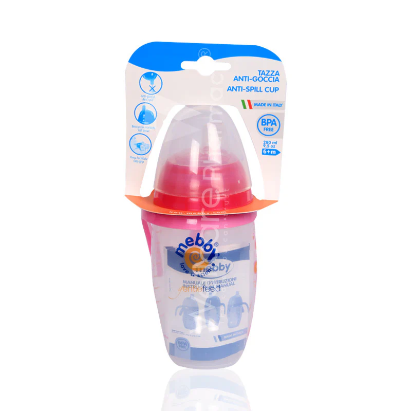 Mebby Anti Spill Cup 6 Months Plus Pink 280ml