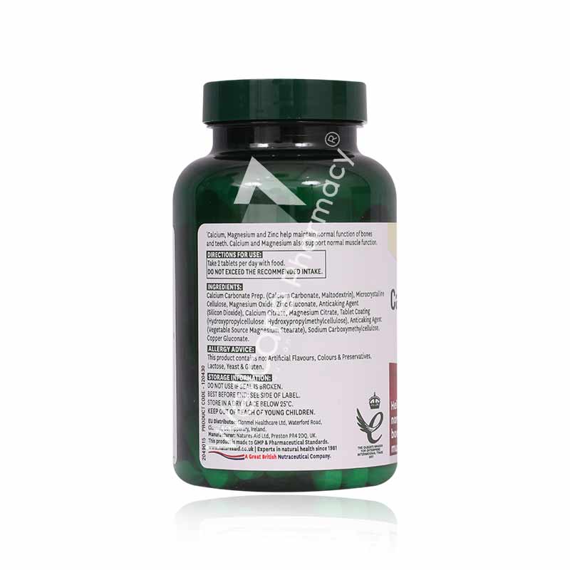 Natures Aid Calcium,Magnesium & Zinc Tablets 90'S - Image 2