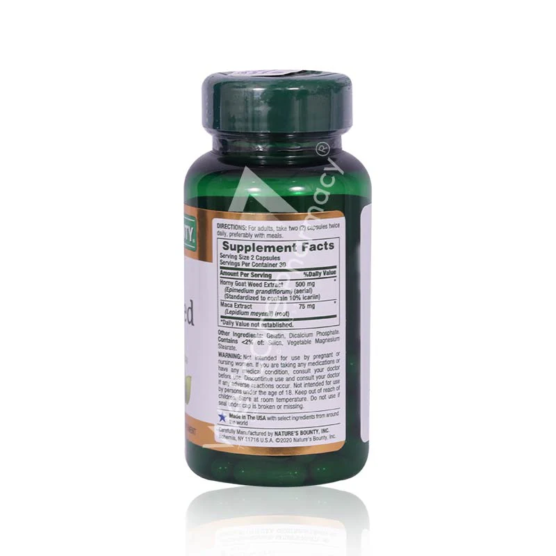 Natures Bounty-Horny Goat Weed With Maca Capsules 1x60'S - Image 3