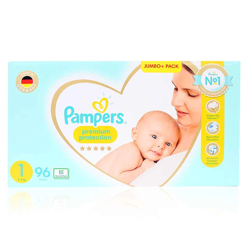 Pampers No1 Jumbo Pack Premium Care Diapers 96'S