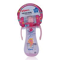 Pigeon Tall Straw Bottle Pink 300ml - Image 2