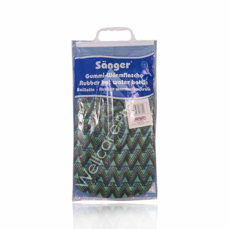 Sanger Velour Cover Zick Zack Hot Water Bag Turquise Green - Image 3