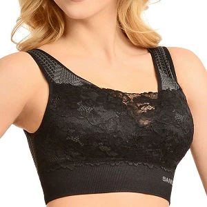 SANKOM BLACK WITH GOLD PATENT CLASSIC BRA WITH LACE MEDIUM AND LARGEARGE - Image 2