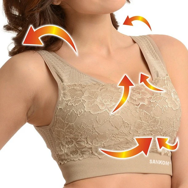 SANKOM BREATHABLE CLASSIC BRA WITH LACE BIEGE M & L - Image 4