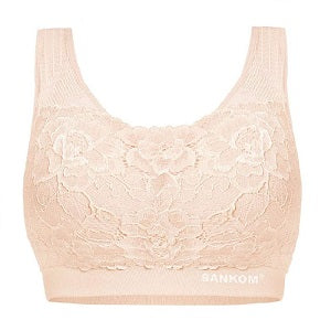 SANKOM LIGHT PINK PATENT CLASSIC BRA WITH LACE MEDIUM AND LARGE - Image 2