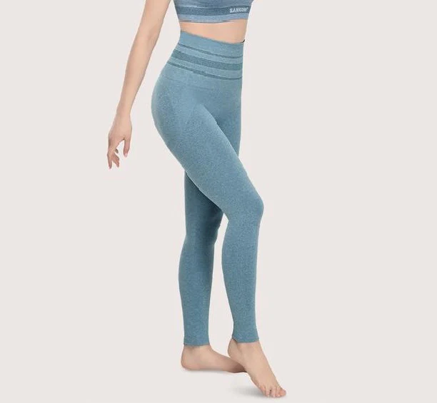 SANKOM PINK MELANGE PATENT YOGA LEGGINGS LARGE AND EXTRA LARGE