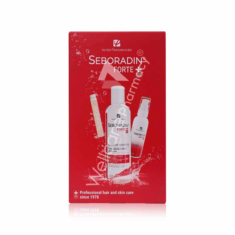 Seboradin Forte Gift Set-Ampoules 14x5.5ml+booster 50ml+shampoo 200ml