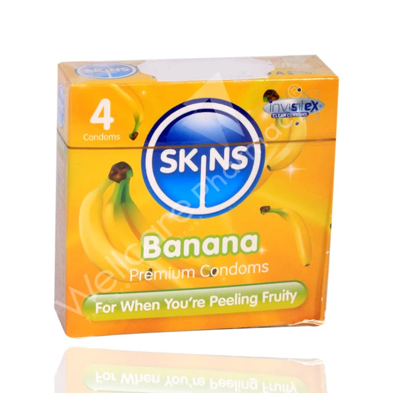 Skins Banana Flavoure Lubricated Condoms 4'S