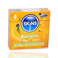Skins Banana Flavoure Lubricated Condoms 4'S - Image 2