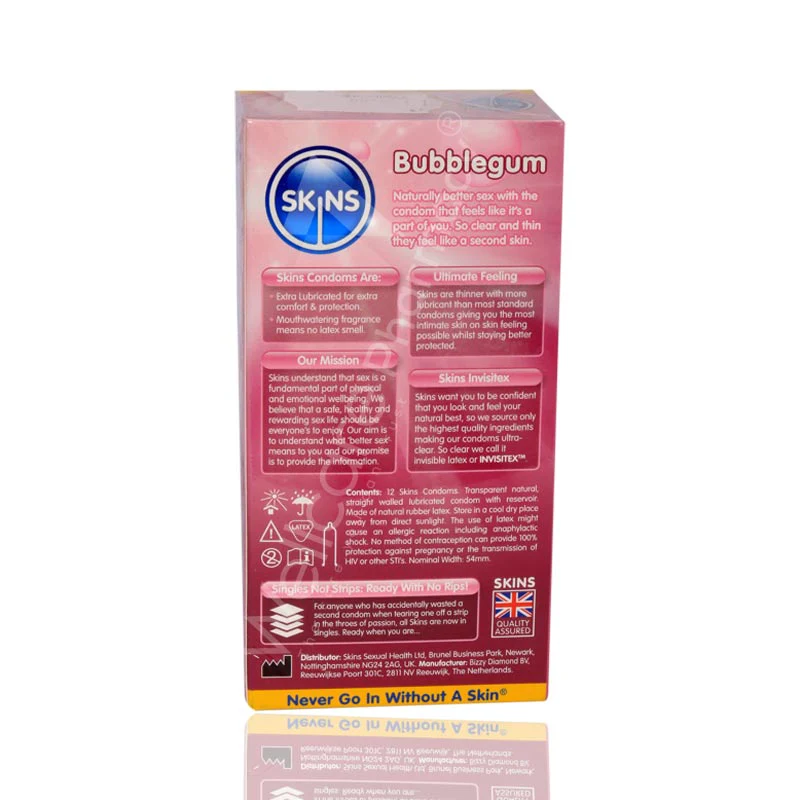 Skins Bubble Gum Flavoure Lubricated Condoms 12'S - Image 3