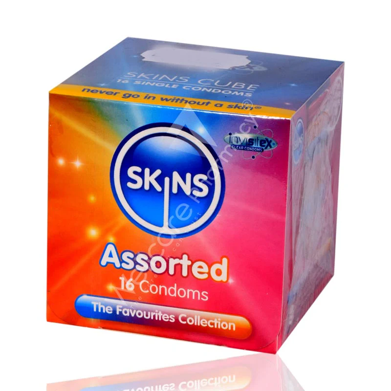 Skins Cube Assorted Lubricated Condoms 16'S