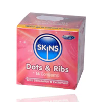 Skins Cube Dots & Ribs Lubricated Condoms 16'S - Image 2
