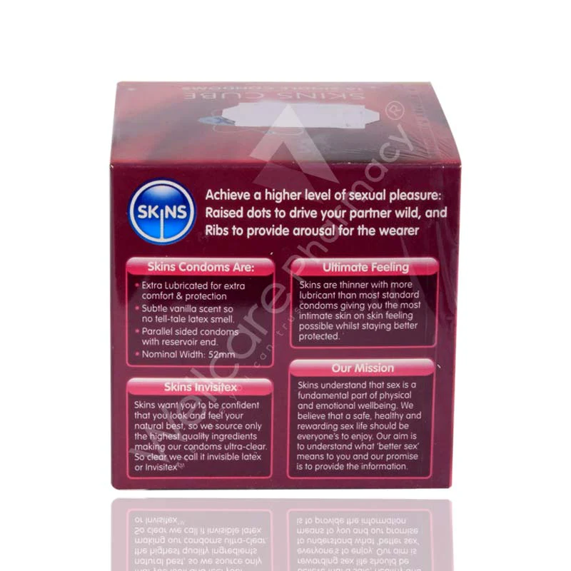 Skins Cube Dots & Ribs Lubricated Condoms 16'S - Image 3