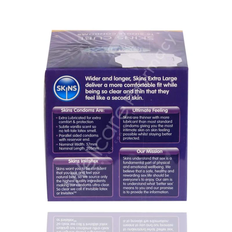 Skins Cube Extra Large Lubricated Condoms 16'S - Image 3