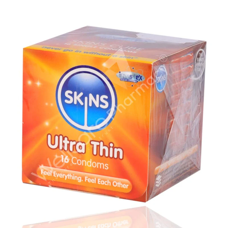 Skins Cube Ultra Thin Lubricated Condoms 16'S