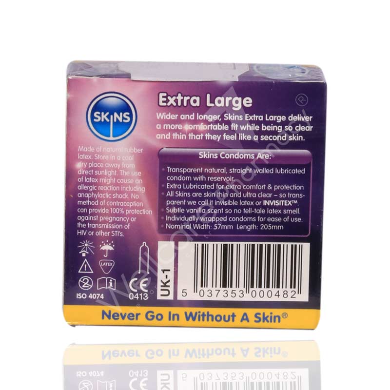 Skins Extra Large Lubricated Condoms 4'S - Image 3