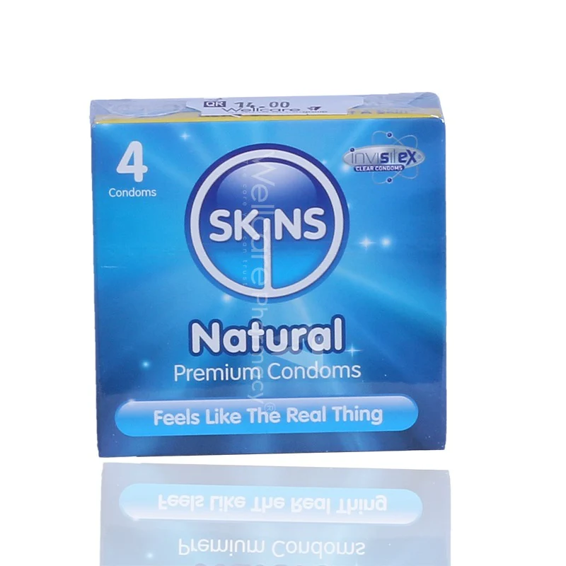 Skins Natural Lubricated Condoms 4'S