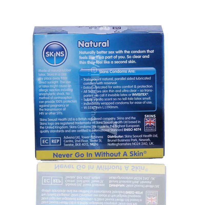 Skins Natural Lubricated Condoms 4'S - Image 3