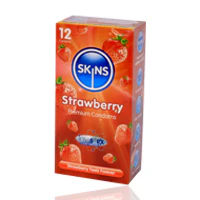 Skins Strawberry Flavoured Lubricated Condoms 12'S - Image 2
