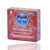 Skins Strawberry Flavoured Lubricated Condoms 4'S - Image 2